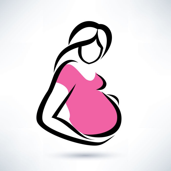 pregnant woman silhouette,  stylized vector symbol